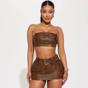 Fashion Nova Brown Skirt Set